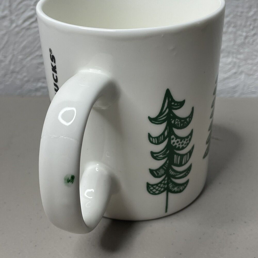 Starbucks Mug White‎ Green Trees Holiday Christmas Coffee Tea Cup - Picture 4 of 6